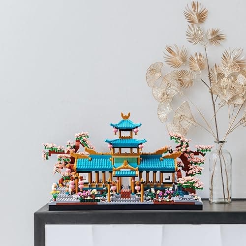 wriyvngs Micro Building Block Set, Chinese Suzhou Garden Architecture Model Kit with Cherry Blossom Bonsai Tree, Japanese Sakura House Model, DIY Miniature Landscaping Gift for Adults (2350PCS) thumbnail 2