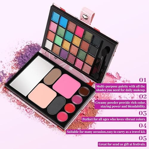 All in One Makeup Kit for Women Full Kit - 24 Eyeshadow, 4 Lipsticks, 1 Blushers, 1 Powder, 2 Eyebrow Powder, 1 Mirror, 1 Double Ended Brush, Makeup Gift Set for Teen Girls, Beginner and Professional thumbnail 3