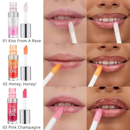 essence Hydra Kiss Lip Oil, Tinted Glossy Finish (02 | Honey, Honey!) | Hydrating Lip Gloss, Non-Sticky, with Hyaluronic Acid, Jojoba Oil, & Vitamin E; Vegan, Cruelty Free, Paraben Free, 0.13 fl oz thumbnail 8