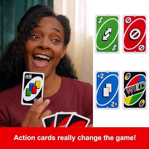 Mattel Games UNO Card Game for Kid, Adult & Family Nights & Parties, Travel & Vacations, Color Blind Accessible & Customizable Deck (Amazon Exclusive) thumbnail 3