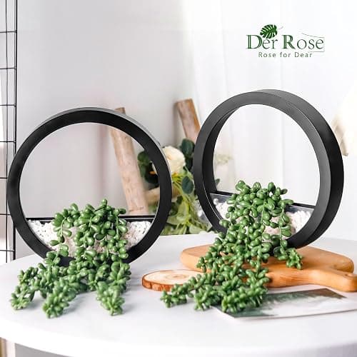 Der Rose 2 Pack Fake Plants Hanging Artificial Succulents Plants in Black Pots for Living Room Bathroom Accessories Boho Farmhouse Wall Decor thumbnail 4