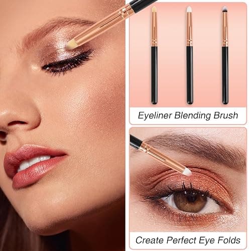 Urtlia Professional Small Pencil Eyeshadow Brush 8Pcs for Eye Shadow Eyeliner Smudge Blending Precision Perfect Cut Crease Makeup Brushes Tool Set（Black-EA01） thumbnail 2