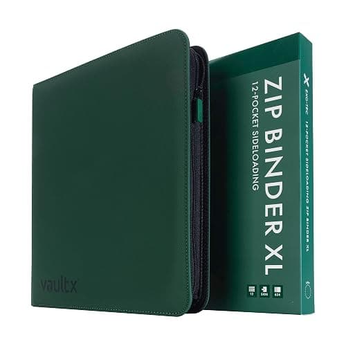 Vault X 12 XL Pocket Trading Card Zip Binder, 624 Cards, Premium Exo-Tec Album Material, 26 Side-Loading Pages, Folder for Collectible Card Games, Sports, TCG (Green) - Image 1