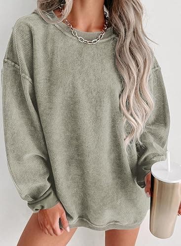 SHEWIN Women Casual Oversized Long Sleeve Crewneck Sweatshirts Pullover Tops, S-XXL thumbnail 2