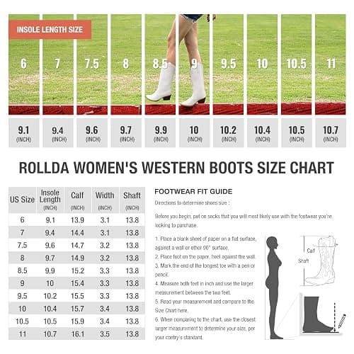 HISEA Rollda Cowboy Boots for Women, Cowgirl Boots, Comfortable Western Boots with Pointed Toe Stitched Embroidery for Country Concert Dancing Wedding Traveling Daily Outfits thumbnail 6