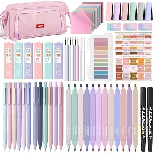 Nicpro 71PCS Aesthetic Bible Journaling Kit, Bible Study Supplies with Pen Case, No Bleed Highlighters and Pens, Sticky Notes and Tabs, Mechanical Pencils, Bible Study Kit for Women - Image 1