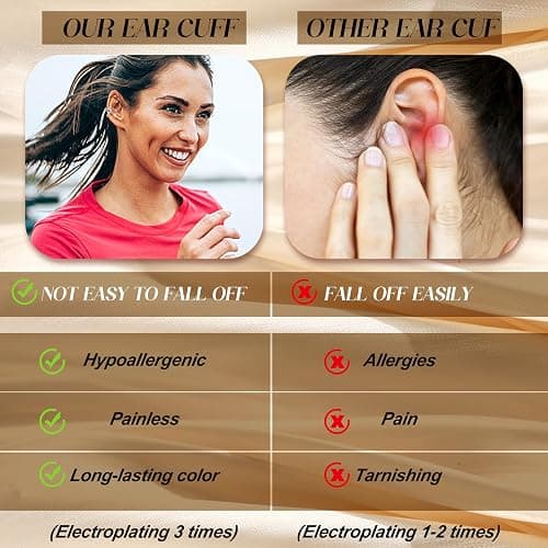FUNRUN JEWELRY 12Pcs Ear Cuff Earrings for Women Non Piercing 14K Gold Plated Ear Cuffs Non Pierced Clip on Cartilage Earring Adjustable Fake Earrings thumbnail 5