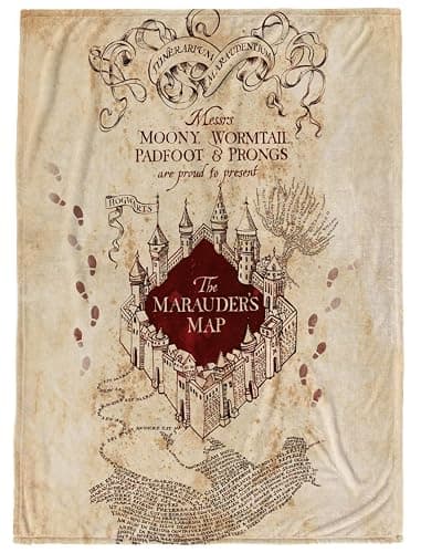 Harry Potter Marauders Map Kids Throw Blanket 50x70 (Officially Licensed) | Super Soft Cozy Lightweight Fleece, Hogwarts Map Design, Machine Washable, Gift for Fans, for Couch & Bed - Jay Franco - Image 1
