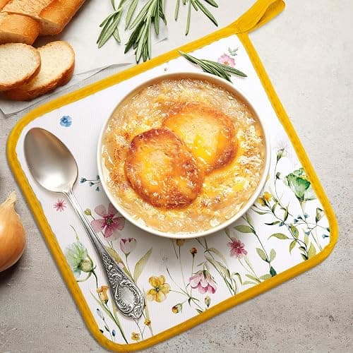 Bencailor 12 Pcs Pot Holders with Pocket Kitchen Hot Potholders Hot Pad Oven Mitts Cookie Bag Oven Gloves for Kitchen Gift Baking Cooking(Watercolor,Floral) thumbnail 6