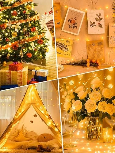 btfarm 4 Pack Fairy Lights Battery Operated with Timer, 16.4 FT 50 LED Silver Wire Twinkle String Lights 8 Modes Dimmable Waterproof for Indoor Christmas Bedroom Wedding Decorations, Warm White thumbnail 8