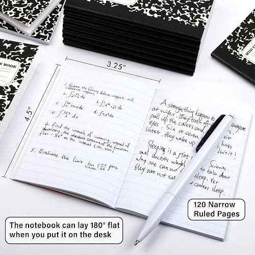 feela Mini Composition Notebook, Cute 30 Pack Black Narrow Ruled Mini Composition Books Bulk, Small Pocket Marble Journal Notebooks for Kids Students College Office, Pocket Size 4.5 x 3.25 in thumbnail 3
