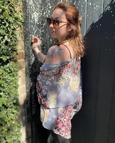 Women's Floral Print Puff Sleeve Kimono Cardigan Loose Cover Up Casual Blouse Tops 2026 thumbnail 6