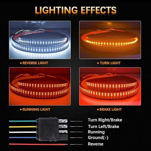 Amexmart 60 Inch Tailgate Light Bar Quad Row LED Tail Light Strip with Running Brake Reverse & Left Right Turn Signal - Flexible Strip - 60" Quad Row thumbnail 3