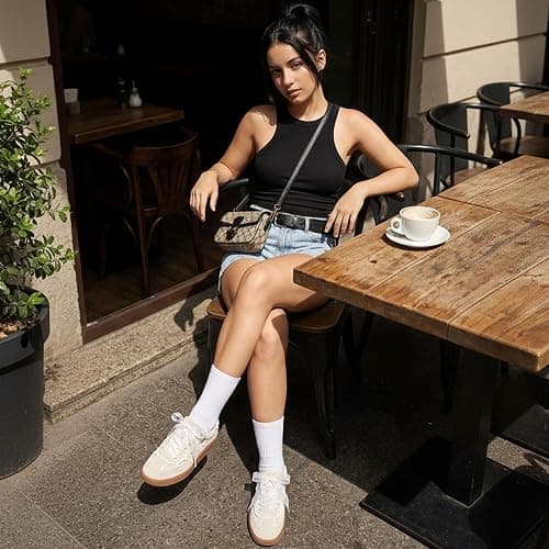Vilanva Women's Lace Detail Fashion Sneakers Comfortable Casual Dress Sneakers with Retro Gum Sole Walking Trendy Footwear thumbnail 3