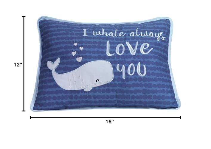 Lambs & Ivy Oceania Decorative Throw Pillow - Blue Ocean Whale thumbnail 4