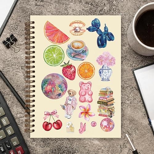 TFKFJLF Cute Preppy Y2K Grapefruit College Notebook for Teen Girls, Cute Book Composition Notebook, Cute Disco Ball Stuff Notebooks Spiral Journal for Girl Women, Preppy School Supplies College Notebook 5.5x8.3 thumbnail 2