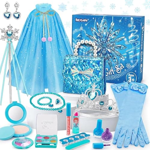 Frozen Makeup & Dress Up Toys for Girls Ages 3 4 5 6 Kids Makeup Kit Princess Real Make up Pretend Play Toy Halloween Costumes Nail Polish Set Birthday Gifts for Girls Toddlers 3-5 4-7 6-8 Year Old - Image 1