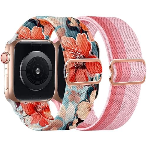 Chinber Stretchy Band Compatible with Apple Watch 38mm 40mm 41mm 42mm 44mm 45mm 49mm for Women,Gradient Color Nylon Adjustable Straps for iWatch Series 9 8 7 6 SE 5 4 3 2 1 Ultra Ultra 2 - Image 1