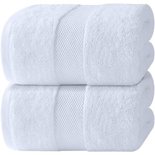White Classic Luxury Bath Sheets Towels for Adults Extra Large 35x70 Inch - 700 GSM Turkish Cotton, Highly Absorbent | Hotel Collection | 2 Pack - Image 1