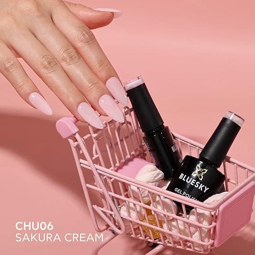 Bluesky Jelly Gel Nail Polish 10ml, Sakura Cream - CHU06, Sheer Pink Gel Nail Polish for 21 Day Manicure, Requires Curing Under LED UV Nail Lamp thumbnail 4