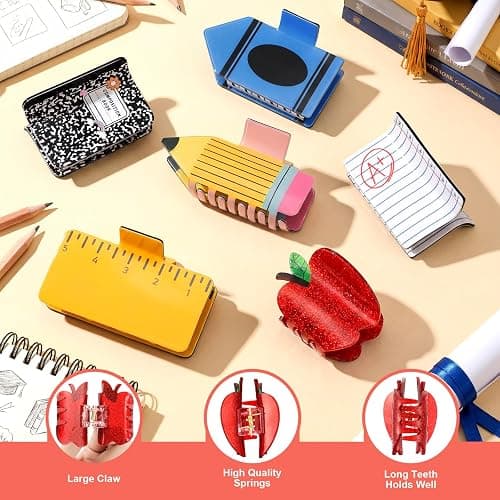 Yuxung 6 Pcs Teacher Gifts Teacher Hair Clips Pencil Claw Clips Back to School Gift Cute Apple Hair Clip Teachers Appreciation Gift for Women thumbnail 4