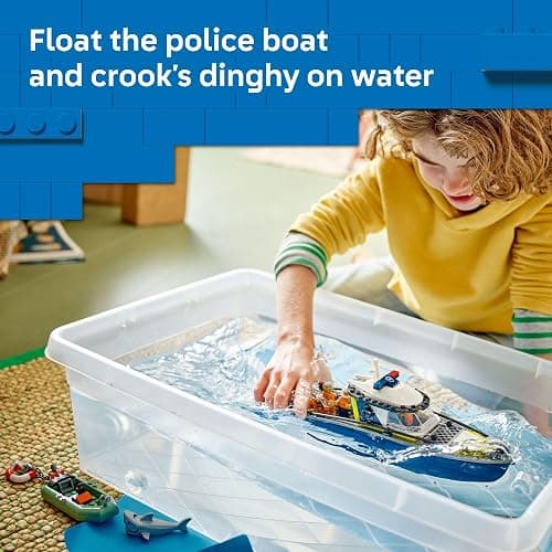 LEGO City Police Boat Chase Building Toy for Kids - Pretend Play Set for Boys & Girls, Ages 6+ - Building Blocks W/ 2 Floating Boat Toys for Playtime & Bath Time - Gift Idea for Birthdays- 60456 thumbnail 3