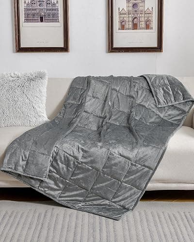 Topblan Weighted Blanket Twin Size 15lbs, Adult Weighted Blankets with Soft Warm Fabric for Sleeping and Calming, Adult Heavy Blanket for Sofa Bed, Grey, 48 x 72 inches thumbnail 2