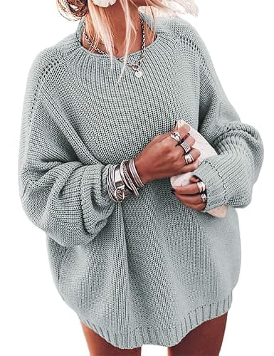 Ugerlov Women's Oversized Sweaters Batwing Sleeve Mock Neck Jumper Tops Chunky Knit Pullover Sweater - Image 1