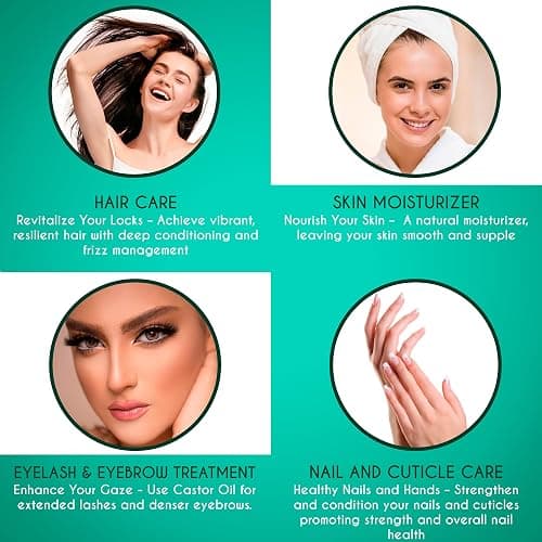 Kanzy Organic Castor Oil for Eyelashes and Eyebrows 50ml Cold Pressed for Hair Growth 100% Natural and Pure with Brushes for Hair, Beard, Nails, and Skin thumbnail 5