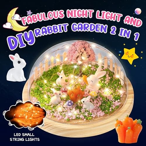 Make Your Own Night Light ,Rabbit DIY Kits,Bunny Toys for Kids Ages 4-8 ,Arts and Crafts Lamp Project for Girls(USB Upgrade Edition),Gifts for 4 5 6 7 8 9 10 Year Old Girl with Greeting Card thumbnail 2