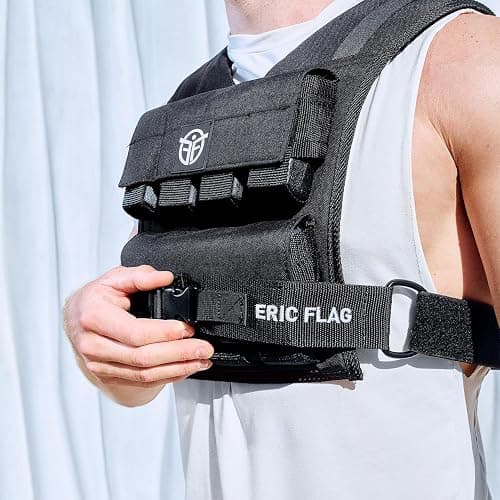 ERIC FLAG 40 lb Weighted Vest for Men & Women - Adjustable 0-40 lb with 16 Iron Weight, Heavy-Duty for Calisthenics, Running and Walking - Compact 1000D Oxford - Weighted Vest with Removable Weights thumbnail 4