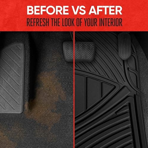 Motor Trend FlexTough Performance All Weather Rubber Car Floor Mats - 3 Piece Floor Mats Automotive Liners for Cars Truck SUV, Heavy-Duty Waterproof (Black) thumbnail 7