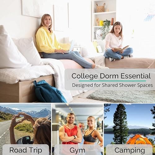 TERRA HOME Portable Shower Caddy For College Dorms - Foldable Mesh Tote - Dorm Room Essentials - Durable Hanging Travel Shower Bag - Perfect for College Students, Men, Women (Black) - Black thumbnail 6