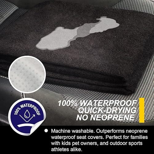 LoyaGour Back Seat Cover for Car Trucks Van SUV,Waterproof Rear Bench Towel Seat Covers for Dogs and Kids,Automotive Backseat Protector (Black) thumbnail 3