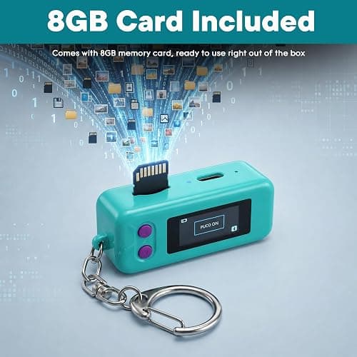 KoveYzao 1080P Keychain Camera with 8GB Card, Retro 2MP Mini Digicam | Built-in 12 Filters and 16X Zoom, Rechargeable Battery, Ideal Gifts for Teens & Adult Beginners (Mint) thumbnail 8