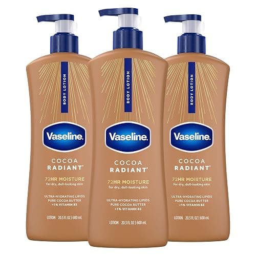 Vaseline Cocoa Radiant Body Lotion for Dry Skin + Cocoa Butter 20.3oz 3ct | Body moisturizer provides 72HR moisture with Ultra-Hydrating Lipids & Pure Cocoa Butter for a healthy glow, Intensive Care - Image 1