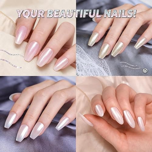 White Pearl Chrome Nail Powder,Iridescent Mirror Effect Aurora Magic Pearlescent Nail Jewelry Glitter Powder Holographic Pigment, Symphony Mermaid Pearl Glitter Dust Kit,DlY Nail Art Decorations thumbnail 2