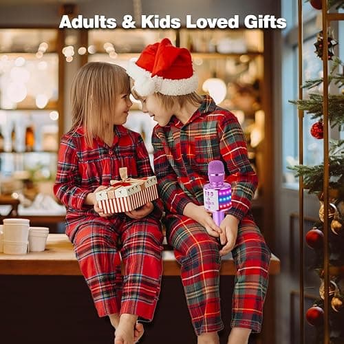 BONAOK Karaoke Microphone for Kids & Adults - Bluetooth Microphones Singing Mic with Disco Lights, Echo Effect, Built-in Speaker Portable Karaoke Player for Party Travel Gifts Q78(Light Purple) thumbnail 2
