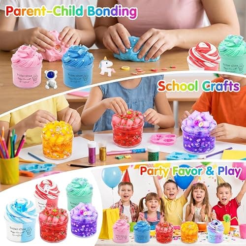 LIXIANSHI 9 Pack Slime Kit - 6 Butter & 3 Jelly Cube Crunchy Sli with Astronaut Add-ins, Soft & Non Stick, Party Favors for Girls & Boys, Birthday Favors, Stress Relief, Fidget Toys for Girls and Boys thumbnail 6