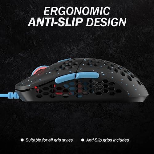 HK Gaming Mira S Ultra Lightweight RGB Gaming Mouse | Honeycomb Shell | 61 Grams | max 12000 cpi | USB Wired | 6 programmable Buttons | On-Board Memory | Anti Slip Grips | Mira-S Blue Phantom thumbnail 6