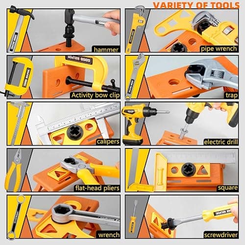 Zealous 48pcs Kids Tool Set with Tool Box & Electronic Toy Drill, Pretend Play Construction Kits for Kids Ages 3-5 Years Old, Toddler Boy Toys thumbnail 3