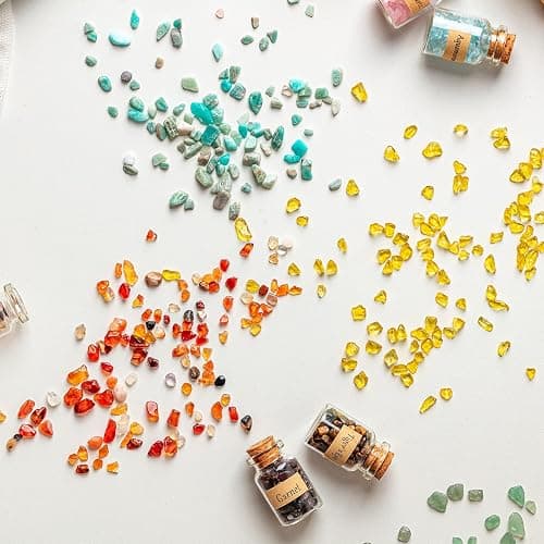 KHOCOEE 24 Gemstone Bottles Chip Crystals and Healing Stone, Chakra Healing Crystals Bottles, Wicca Gem Stones Set, Witchcraft Crystals thumbnail 4