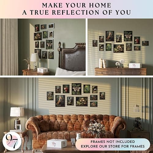 97 Decor Cottagecore Wall Art, 12 Botanical Mushroom Prints, Unframed | Cardstock prints, 3 pcs 8x10, 4 pcs 5x7, 5 pcs 4x6, mushroom, nature and animal art, cozy cottage bedroom decor thumbnail 4