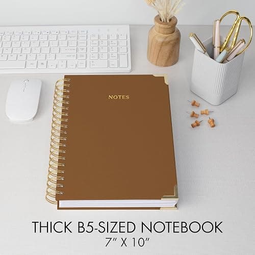 Aesthetic Thick Spiral Notebook Journal For Women in B5 Format - Stylish Linen Hardcover College Ruled Note Book w 300 Lined Pages - Cute Supplies For Bible Study & Staying Organized at Work or School thumbnail 4