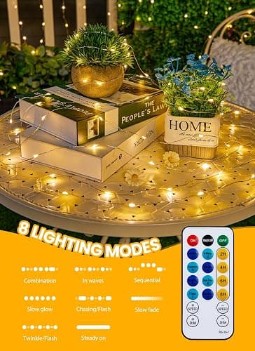 Fairy Lights with Remote, 8 Modes & Timer, 66 Feet 200 Led Christmas Light Twinkle Lights Plug in, Waterproof String Lights for Bedroom Decor Home Girl's Room Garden Party Christmas Decorations thumbnail 6