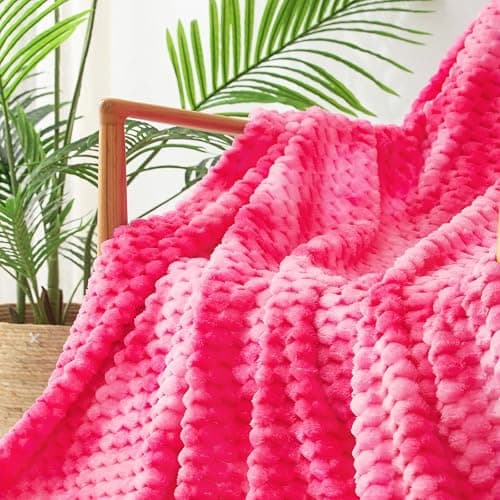 Exclusivo Mezcla Extra Large Soft Fleece Throw Blanket, 127x178 CM Stylish Jacquard Throw Blanket for Couch, Fuzzy Cozy Lightweight for All Season, Tie-dye Hot Pink thumbnail 6