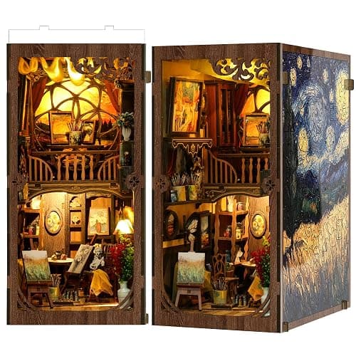 Book Nook Kits for Adults: LUMYCE Book Nook Kit Model Kits Craft Kits for Adults - DIY Miniature House Kit for Bookshelf Booknook Tiny House with Sensor Led Light - Image 1