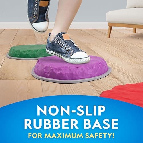 National Geographic Stepping Stones for Kids – 7 Durable, Non-Slip Stones Encourage Toddler Balance & Motor Skills, Indoor & Outdoor Toys, Balance Stones, Obstacle Course thumbnail 3