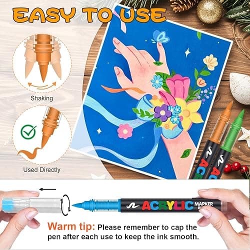 Astriscribe 168 Acrylic Paint Markers, Soft Brush Tip Acrylic Markers for Rock Painting, Wood, Stone, Glass, Canvas, Fabric, Ceramic - Brush Tip Water Based Pens thumbnail 3