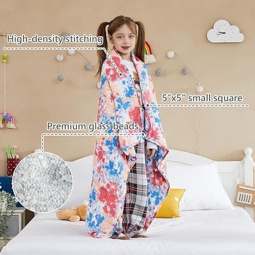 L'AGRATY Weighted Blanket - 40"x60" 10lbs Breathable Microfiber Material with Glass Beads Small Blanket for All-Season Summer Fall Winter Soft - Pink Blue Tie Dye - 40" x 60" | 10lbs thumbnail 4